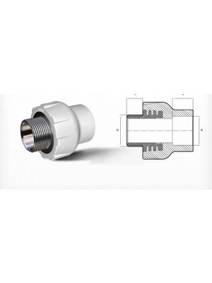 Kentex Mey Ithalat® Ege Yıldız Pprc 50X1 1/2 Erkek Adaptör Gri