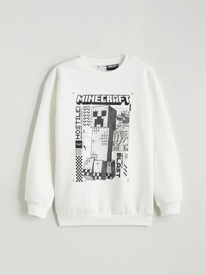 Lc Waikiki Yeni Sezon Bisiklet Yaka Minecraft Baskılı Erkek Çocuk Kalın Sweatshirt