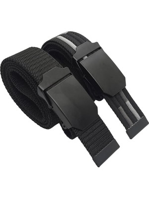 1001 2 Adet Erkek Kemer Siyah Tactical Palaska Tarzı 4 cm
