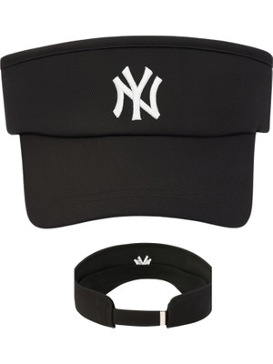 1001 Vizör Şapka Ny Logolu Ayarlanabilir Pamuklu Tenis Golf Spor Şapkası Unisex Siyah