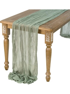 1001 Xspring Yemek Masası Için Masa Örtüsü, 90X300CM Adaçayı Yeşili Masa Şeridi, Keten Peynir B