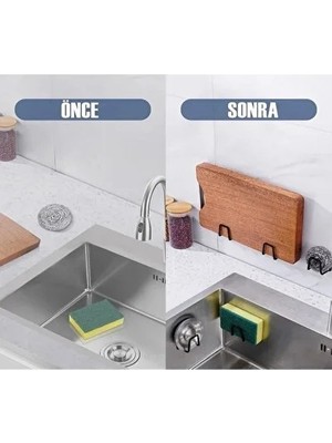CATEKSSS Bulaşık Süngeri Tutacağı Evye Düzenleyici Telli Bulaşık Süngeri Tutucu Askı 1 Adet Metal Siyah Tr