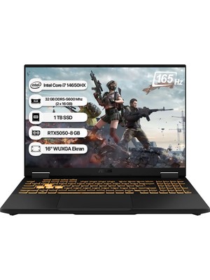 1001 Tuf Gaming F16, Intel Core I7-14650HX, 32GB Ram, 1tb Ssd, Rtx 5060 8gb, 16" 165Hz Wuxga Ekran, Freed