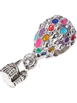 1001 Renkli Sıcak Hava Balonu Charm – Çinko Alaşımlı, Kadın Bileklik & Kolye Uyumlu