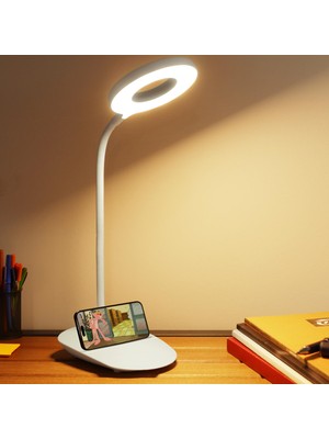 1001 Masa Lambası Dokunmatik 3 Renk 24 LED Telefon Standlı Kademeli Çalışma Okuma Işığı Gece Lam