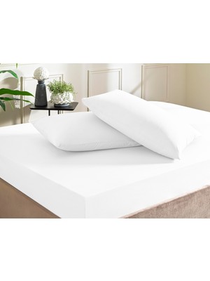 1001 Color Dreams Ranforce King Size Fitted Çarşaf Seti Beyaz