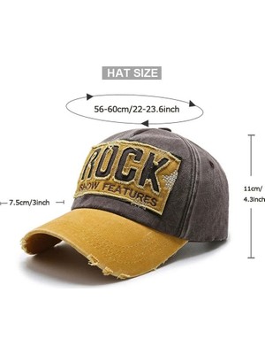 1001 Rock Eskitme Trucker Şapka Unisex Metal Tokalı Ayarlanabilir Vintage Hardal