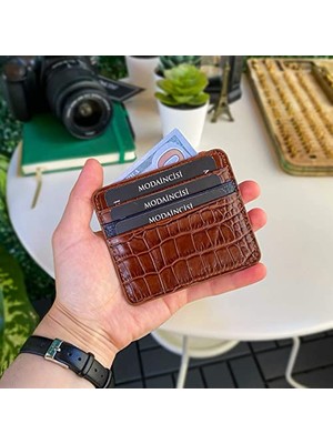 1001 Modica® Ariza - Hakiki Deri Ince Kartlık
