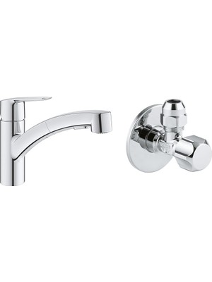 1001 Start Spiralli Eviye Bataryası Krom + 2 Adet 55MM Ara Musluk Seti