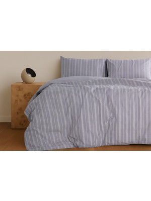 1001 Sleeptown Keten Görünümlü Armürlü Pamuk Nevresim Takımı Gri-Bej 200X220 Çift Kişilik Gri
