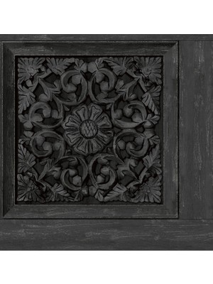 1001 Carved Floral Siyah Peel And Stick Duvar Kağıdı, NHS6178