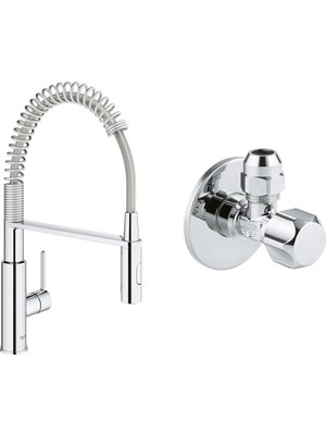 1001 Get Eviye Bataryası Krom + 2 Adet 55MM Ara Musluk Seti