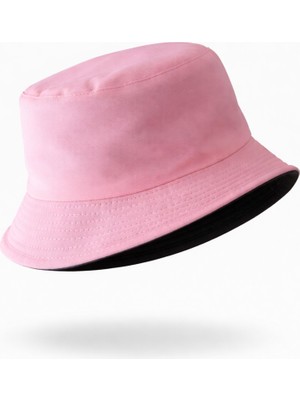 1001 Çift Taraflı Bucket Kova Balıkçı Şapka UNISEX%100 Pamuklu Siyah Iç Astarlı Dörtmevsim Mevs