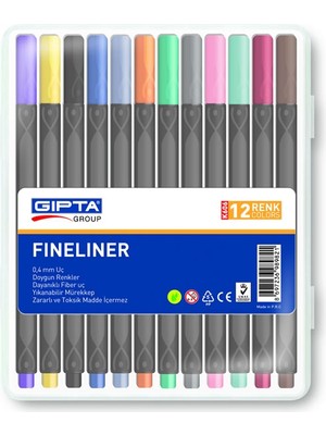 Gıpta Fineliner 0.4 mm Üçgen 12 Renk K606 Seti ile Doygun Renkler ve Dayanıklı Uç