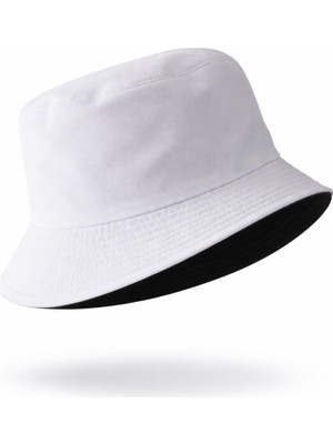 1001 Çift Taraflı Bucket Kova Balıkçı Şapka UNISEX%100 Pamuklu Siyah Iç Astarlı Dörtmevsim Mevs