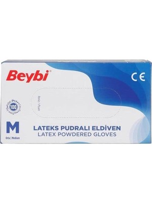 1001 Latex Pudralı Eldiven M Beden 100 Adet 36881