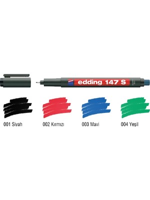Edding Asetat Kalemi Permanent S Seri 0.3 mm Kırmızı 147 S