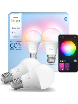 1001 Essential 8W E27 806 Lumen Renkli Akıllı Ampul A60 (2'li Ekopaket) - 25.000 Saat Ampul Kullanım �
