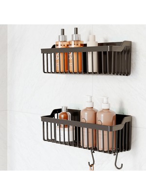 1001 Banyor Yapışkanlı Banyo Rafı, 2'li Banyo Düzenleyici, Duş Rafı Organizer Şampuanlık, Duşak