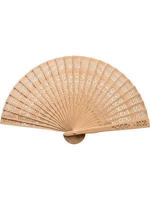 1001 Doğal Ahşap Yelpaze - 34X20 cm El Yelpazesi, Katlanabilir Ahşap Tasarım, Yazlık Taşınabilir S