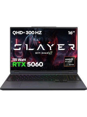1001 Slayer R9T-5060 V2 C7 Amd Ryzen 9 8945HX 16GB Ram 1tb SSD RTX5060 16" 300Hz Qhd+ IPS Freedos Gaming