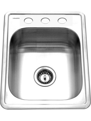 1001 A1722-7BS-1 Ada Glowtone Üstten Monte Paslanmaz Çelik 17 x 22 3 Delikli Evye, Bir Sepet Süzgeci D
