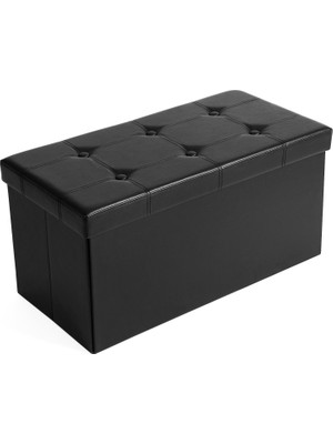 1001 Tabure, 80 Litre Saklama Kutusu, Sentetik Deri Kılıf, Siyah, LSF105