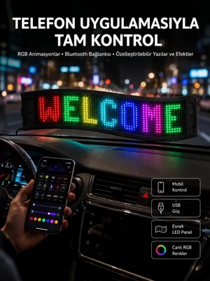 Matrix LED Cama Yapışan Telefon Kontrollü Panel Dijital Ekran Kumandalı Midastech