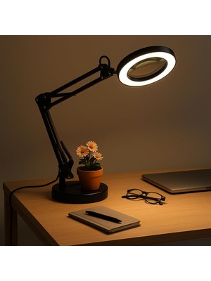 1001 Büyüteçli Masa Lambası USB Güç Bağlantılı 10X Büyütmeli LED Işıklı Masaüstü Lamba 36