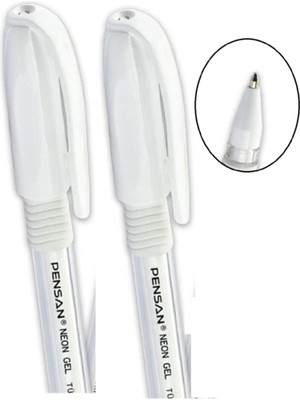 1001 Beyaz Neon Tükenmez Kalem Jel 1.0 mm (2 Adet)