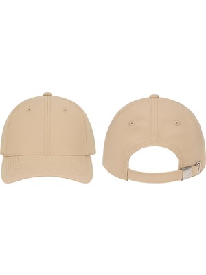 1001 Unisex Spor Kep Şapka Mikro Polyester Kumaş 6 Parça Ayarlanabilir Metal Tokalı Krem