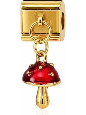 cm Jewelry Mantar Desenli Gold Italyan Bileklik Charm