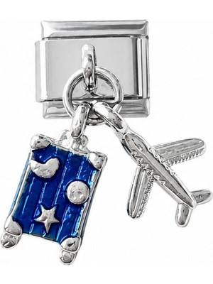 cm Jewelry Uçak ve Bavul Italyan Bileklik Charm