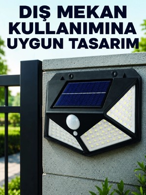 Techora Sale Bahçe Balkon Garaj ve Girişler Için Güneş Enerjili Hareket Sensörlü LED Duvar Lambası