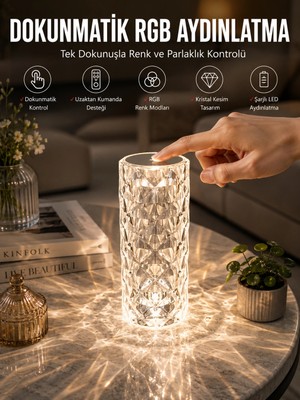 Techora Sale Dokunmatik Kristal Gece Lambası Hediyelik