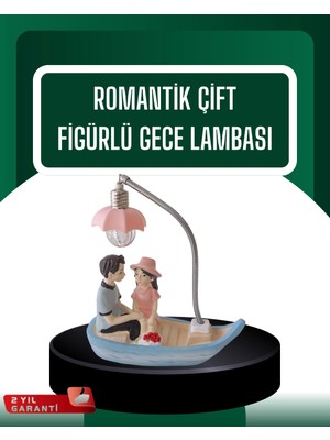 Techora Sale El Ele Tutuşan Çift Figürlü Dekoratif Gece Lambası Romantik Tasarım