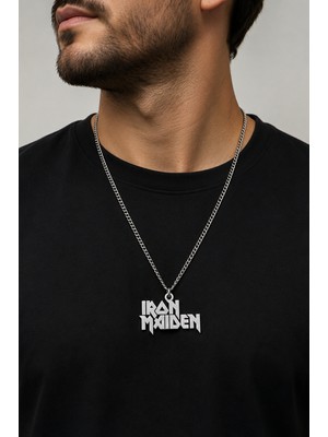 Herşey Nota Iron Maiden Logo Tasarımlı Rock Metal Kolye Müzikseverlere Özel Hediye