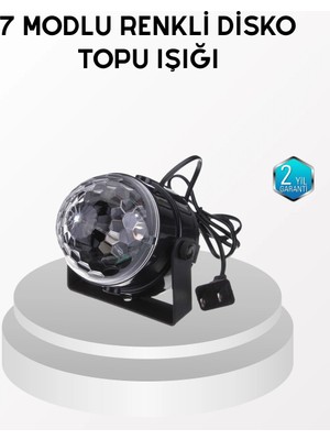 Techora Sale 7 Renk Modlu Müzik Sensörlü Disko Topu – LED Işıklı Parti Aydınlatması