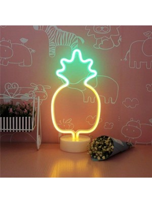 Techora Sale Dekoratif Ananaslı Neon LED Masa ve Gece Lambası Hediyelik Lamba