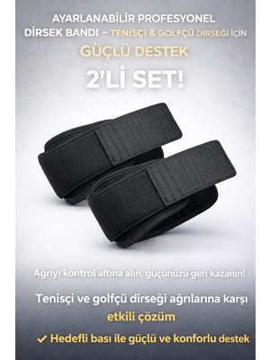 Techora Sale Ayarlanabilir Profesyonel Dirsek Bandı 2’li Set – Tenisçi & Golfçü Dirseği Için Güçlü