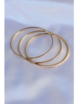 Techora Sale 316L Çelik Gold Renk Ajda Model Kadın 65 mm Bilezik