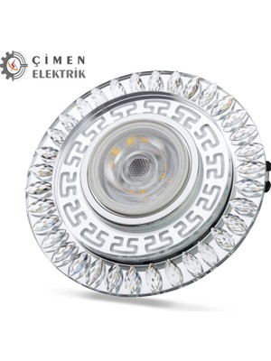 Techora Sale 1 Adet Noas YL65 1757 Flora LED Çerçeveli 4000K + Mavi Yuvarlak Kristal Cam Spot GU10 Duy