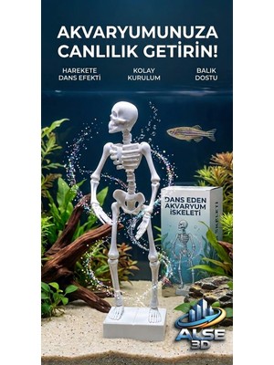 Alse 3D Alse Dans Eden Akvaryum Iskeleti 2'li Set - Akvaryumunuzda Çifte Eğlence!