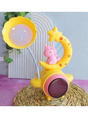 Techora Sale Çocuk Odası Ay ve Unicorn Desenli Gece Lambası
