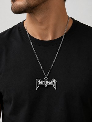 Herşey Nota Manowar Logo Tasarımlı Metal Müzik Grubu Kolyesi Rock Tutkunlarına Hediye