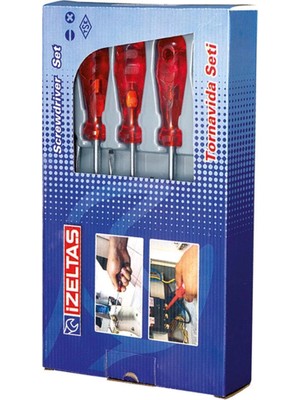 Fırsatkolik Mey Ithalat® Izeltaş 4100 Düz Tornavida Takımı 8 Parça Kraft