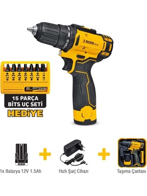 Fırsatkolik Mey Ithalat® Sgs 5147 Akülü Vidalama 12 Volt 1,5 Ah