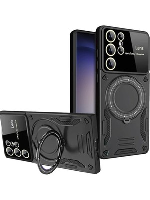 Fırsatkolik Galaxy S25 Ultra Kılıf Joy Lens Standlı Kapak - Siyah