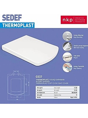 Fırsatkolik Mey Ithalat® Kare Sedef Klozet Kapağı Beyaz Yavaş Kapanan