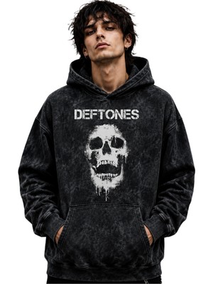 Sevbano Deftones Rock Metal Müzik Grubu Baskılı Unisex Oversize Premium Yıkamalı Hoodie Sweatshirt